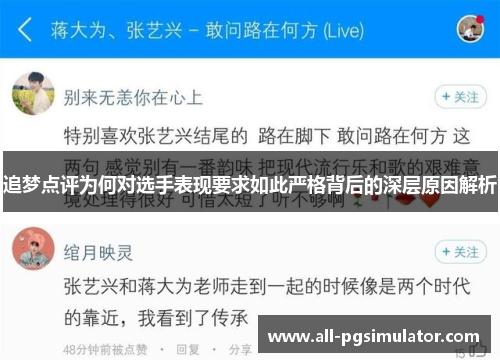 追梦点评为何对选手表现要求如此严格背后的深层原因解析 追梦点评为何对选手表现要求如此严格背后的深层原因解析